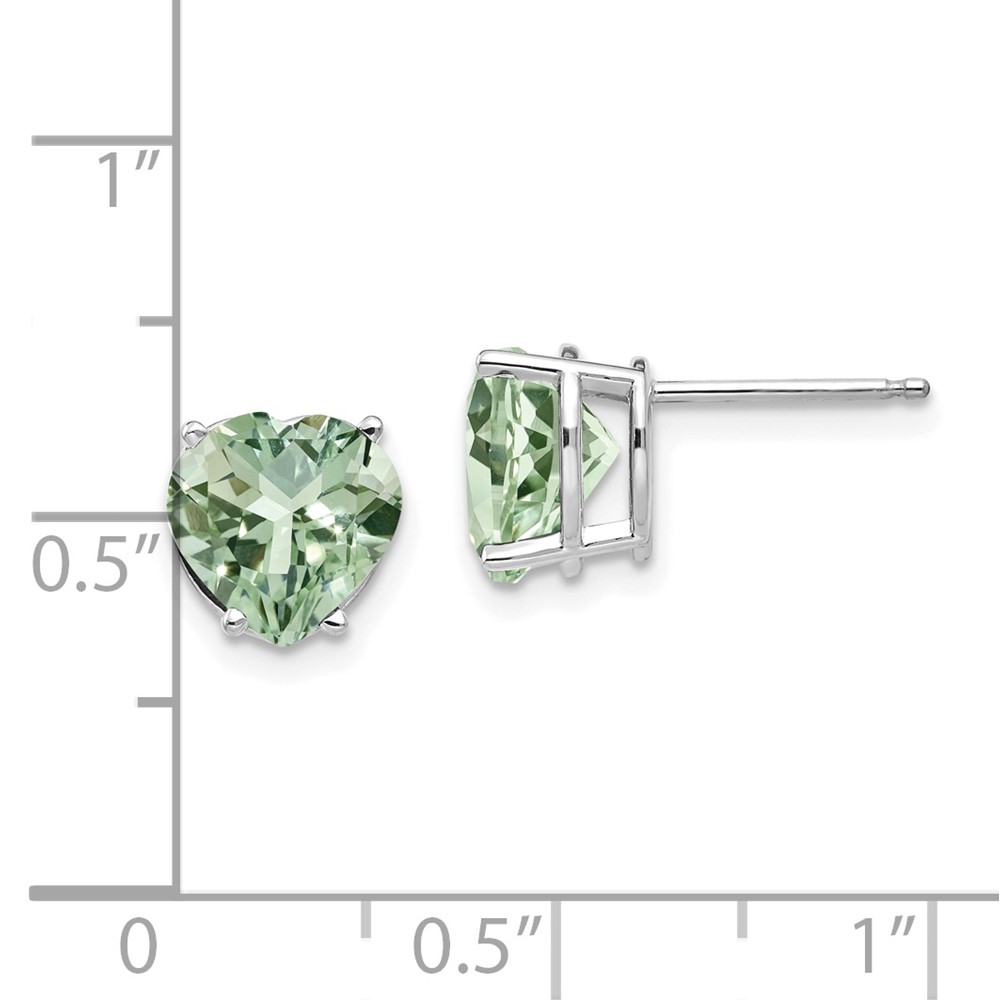 14kw 8mm Heart Green Quartz Earring (XE100WAG)
