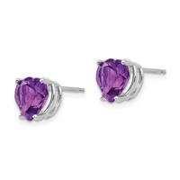 14K White Gold 8mm Heart Amethyst Post Earrings view 2