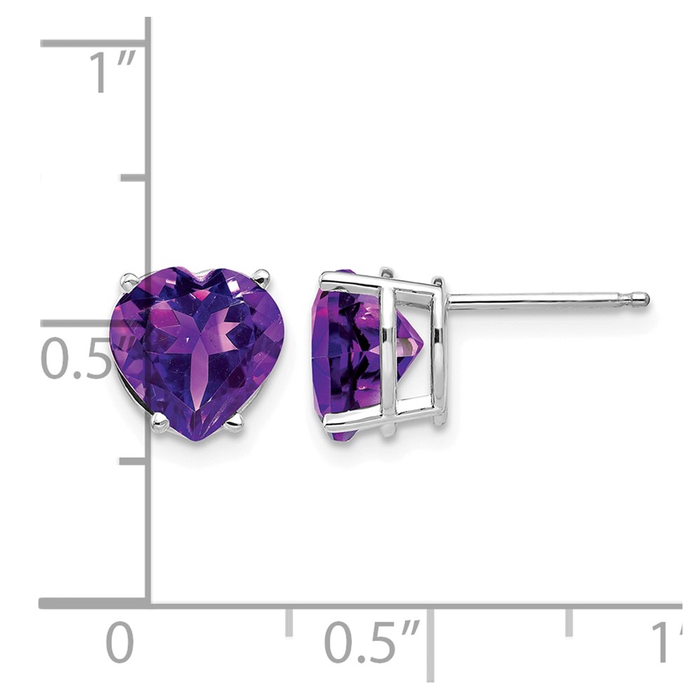 14k White Gold 8mm Heart Amethyst earring (XE100WAM)