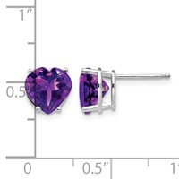 14K White Gold 8mm Heart Amethyst Post Earrings view 4