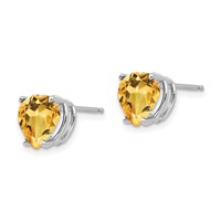 14K White Gold 8mm Heart Citrine Post Earrings view 2