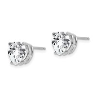 14K White Gold 8mm Heart Cubic Zirconia Post Earrings view 2