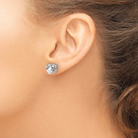 14K White Gold 8mm Heart Cubic Zirconia Post Earrings view 3