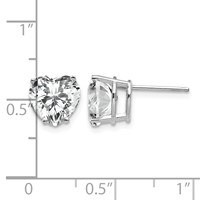 14K White Gold 8mm Heart Cubic Zirconia Post Earrings view 4