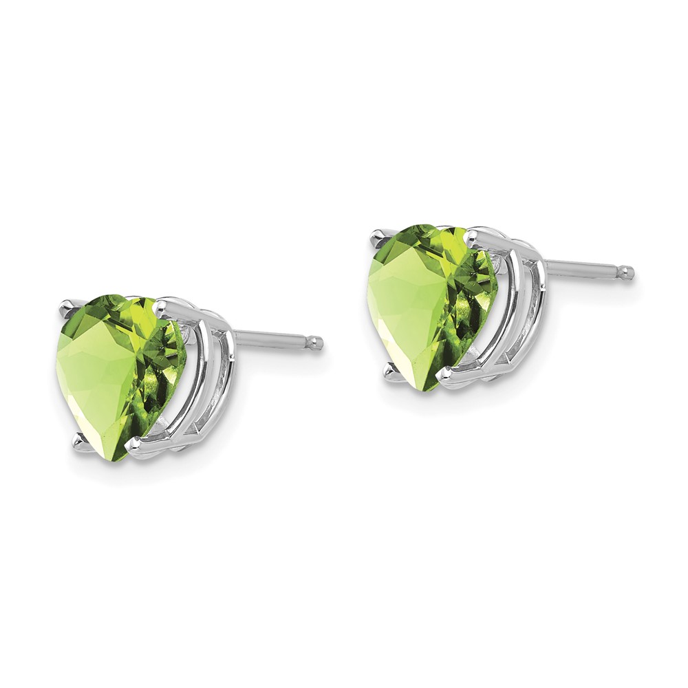 14k White Gold 8mm Heart Peridot earring (XE100WPE)