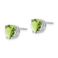 14K White Gold 8mm Heart Peridot Post Earrings view 2