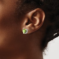 14K White Gold 8mm Heart Peridot Post Earrings view 3