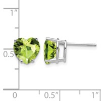14K White Gold 8mm Heart Peridot Post Earrings view 4