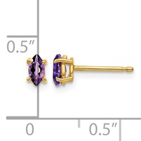 14K Yellow Gold 5x2.5mm Marquise Amethyst Post Earrings view 4