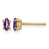 14K Yellow Gold 5x2.5mm Marquise Amethyst Post Earrings view 1