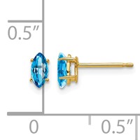 14K Yellow Gold 5x 2.5mm Marquise Blue Topaz Post Earrings view 4