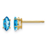 14K Yellow Gold 5x 2.5mm Marquise Blue Topaz Post Earrings view 1