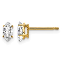 14K Yellow Gold 5x 2.5mm Marquise Cubic Zirconia Post Earrings view 1