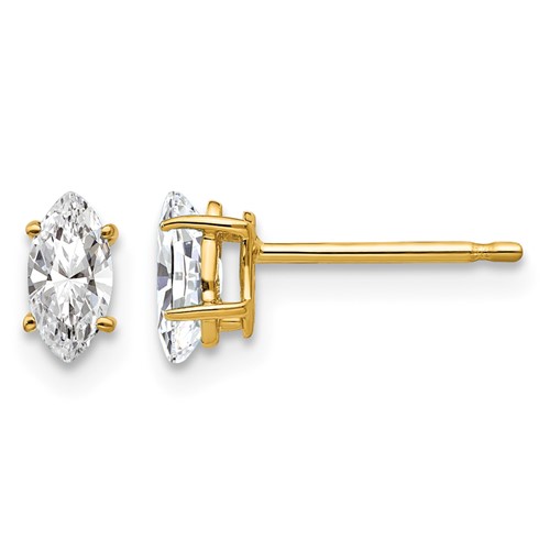 14K Yellow Gold 5x 2.5mm Marquise Cubic Zirconia Post Earrings