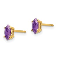 14K Yellow Gold 6x 3mm Marquise Amethyst Post Earrings view 2