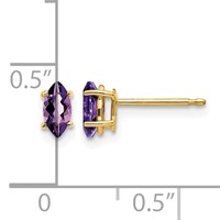 14K Yellow Gold 6x 3mm Marquise Amethyst Post Earrings view 4