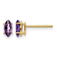 14K Yellow Gold 6x 3mm Marquise Amethyst Post Earrings view 1