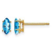 14K Yellow Gold 6x 3mm Marquise Blue Topaz Post Earrings view 1