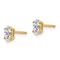 14K Yellow Gold 6x 3mm Marquise Cubic Zirconia Post Earrings view 2