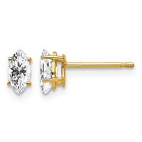 14K Yellow Gold 6x 3mm Marquise Cubic Zirconia Post Earrings view 1