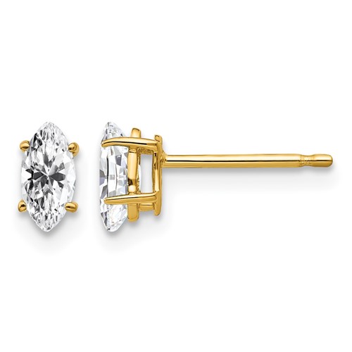 14K Yellow Gold 6x 3mm Marquise Cubic Zirconia Post Earrings