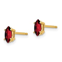 14K Yellow Gold 6x3mm Marquise Garnet Post Earrings view 2