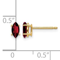14K Yellow Gold 6x3mm Marquise Garnet Post Earrings view 4