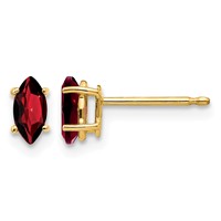 14K Yellow Gold 6x3mm Marquise Garnet Post Earrings view 1