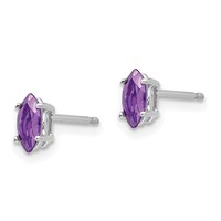14K White Gold 6x3mm Marquise Amethyst Post Earrings view 2