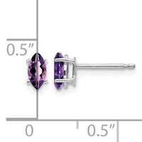 14K White Gold 6x3mm Marquise Amethyst Post Earrings view 4