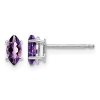 14K White Gold 6x3mm Marquise Amethyst Post Earrings view 1