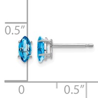 14K White Gold 6x 3mm Marquise Blue Topaz Post Earrings view 4