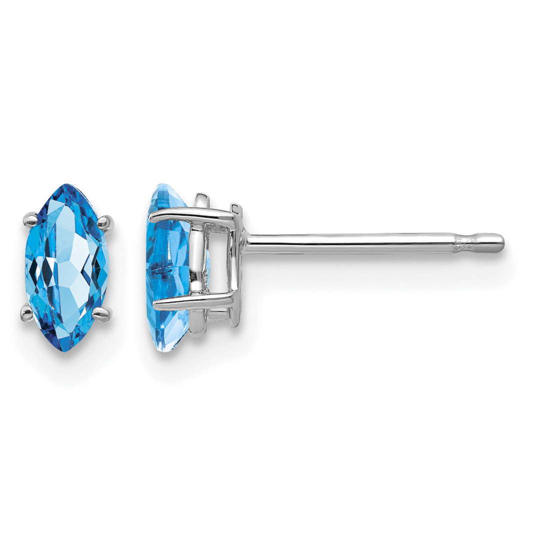 14k White Gold 6x3mm Marquise Blue Topaz earring (XE102WBT)