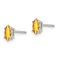 14K White Gold 6x3mm Marquise Citrine Post Earrings view 2