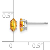 14K White Gold 6x3mm Marquise Citrine Post Earrings view 4