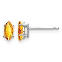 14K White Gold 6x3mm Marquise Citrine Post Earrings view 1
