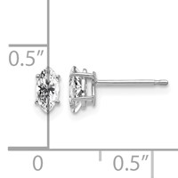 14K White Gold 6x 3mm Marquise Cubic Zirconia Post Earrings view 4