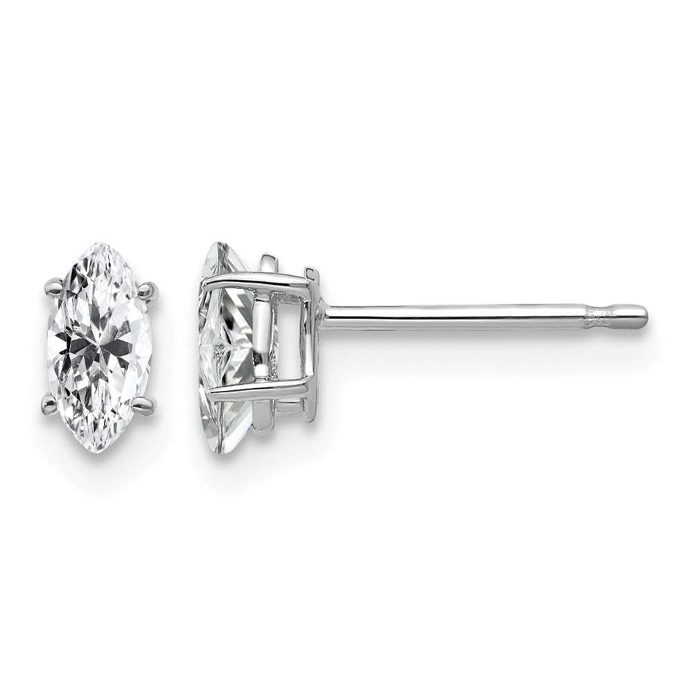 14K White Gold 6x 3mm Marquise Cubic Zirconia Post Earrings