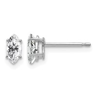14K White Gold 6x 3mm Marquise Cubic Zirconia Post Earrings view 1