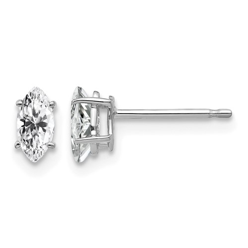 14K White Gold 6x 3mm Marquise Cubic Zirconia Post Earrings