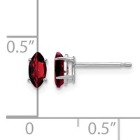 14K White Gold 6x3mm Marquise Garnet Post Earrings view 4