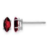 14K White Gold 6x3mm Marquise Garnet Post Earrings view 1
