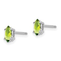 14K White Gold 6x3mm Marquise Peridot Post Earrings view 2