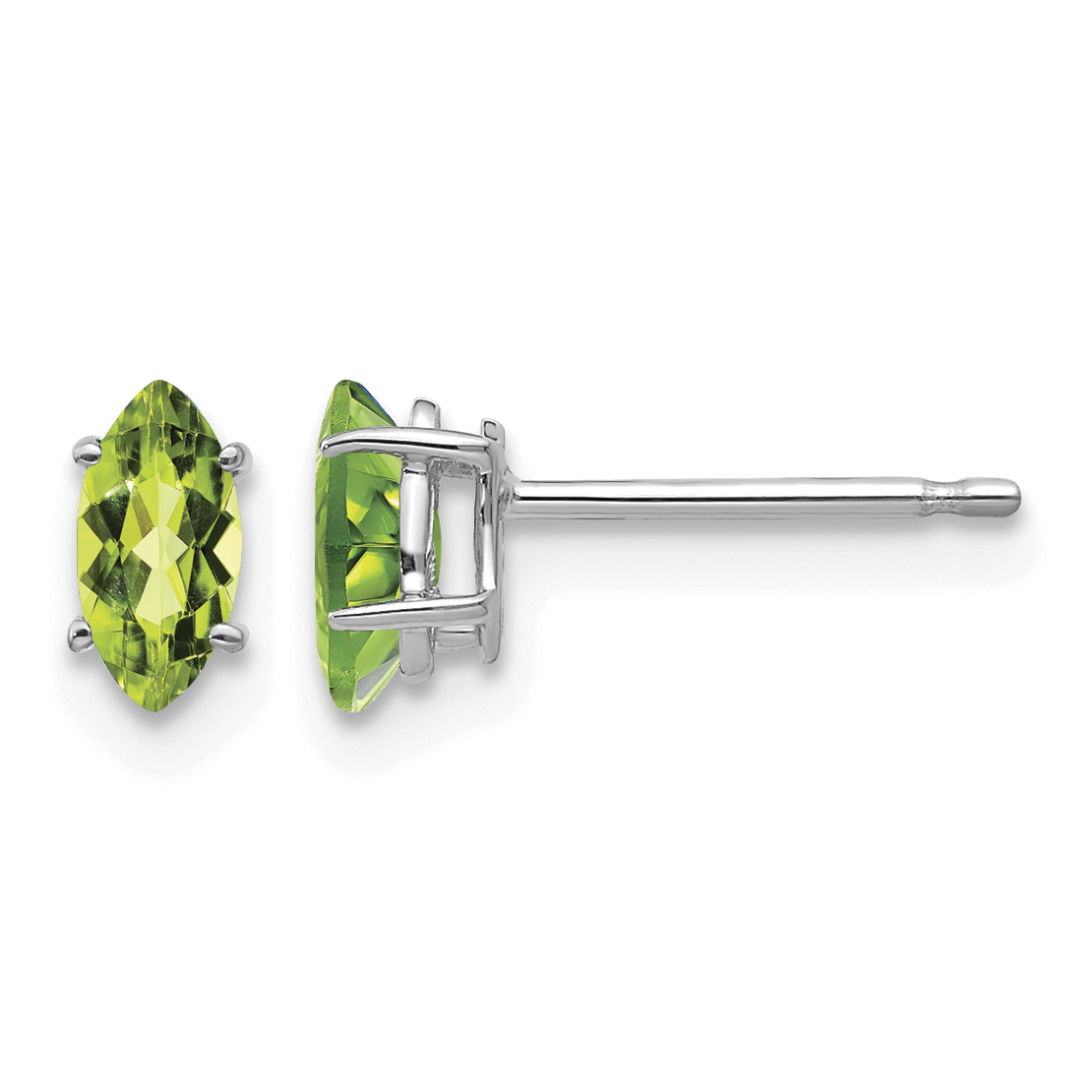 14k White Gold 6x3mm Marquise Peridot earring (XE102WPE)