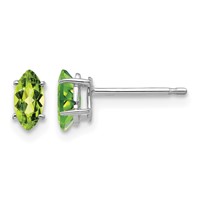 14K White Gold 6x3mm Marquise Peridot Post Earrings view 1