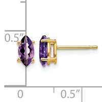 14K Yellow Gold 7x 3.5mm Marquise Amethyst Post Earrings view 4