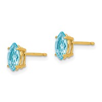 14K Yellow Gold 7x 3.5mm Marquise Blue Topaz Post Earrings view 2