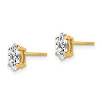 14K Yellow Gold 7x3.5mm Marquise Cubic Zirconia Post Earrings view 2