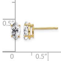 14K Yellow Gold 7x3.5mm Marquise Cubic Zirconia Post Earrings view 4