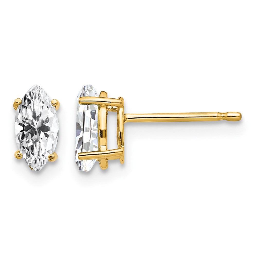 14K Yellow Gold 7x3.5mm Marquise Cubic Zirconia Post Earrings